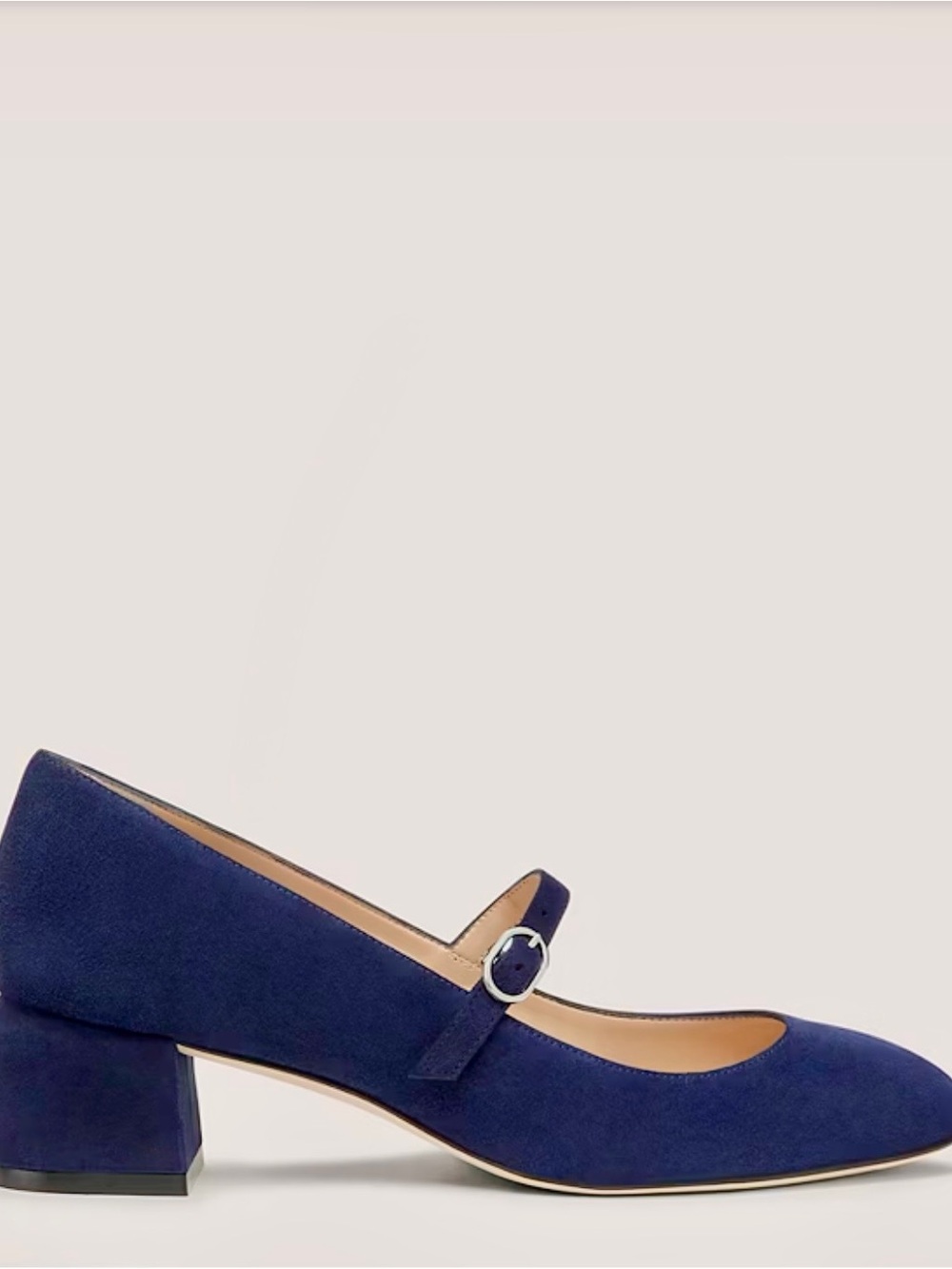 Stuart Weitzman Blue Suede Gabby Mary Jane Block Heel Pump | Size 39.5 / 9